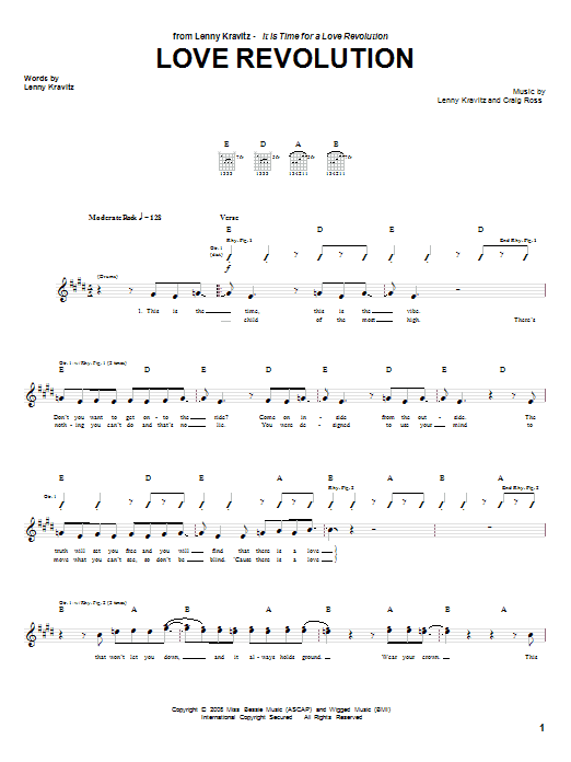 Lenny Kravitz Love Revolution Sheet Music Notes & Chords for Guitar Tab - Download or Print PDF Lenny Kravitz Love Revolution Sheet Music Notes & Chords for Guitar Tab - Download or Print PDF