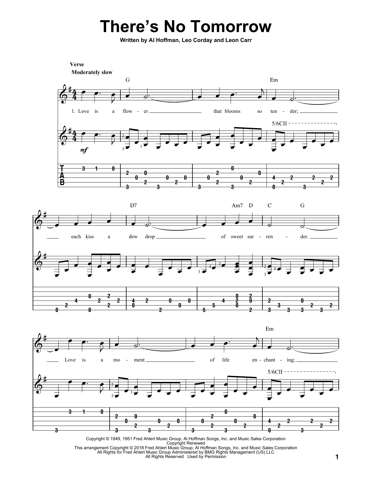 Leo Corday There's No Tomorrow Sheet Music Notes & Chords for Guitar Tab - Download or Print PDF Leo Corday There's No Tomorrow Sheet Music Notes & Chords for Guitar Tab - Download or Print PDF