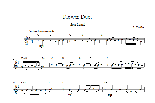 Leo Delibes Flower Duet (from Lakme) Sheet Music Notes & Chords for Melody Line & Chords - Download or Print PDF