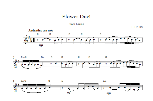 Leo Delibes Flower Duet (from Lakme) sheet music notes and chords. Download Printable PDF.