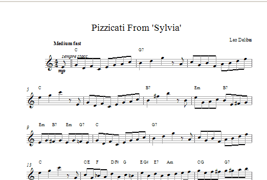 Leo Delibes Pizzicati From Sylvia Sheet Music Notes & Chords for Melody Line & Chords - Download or Print PDF