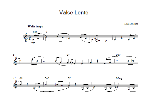 Leo Delibes Valse Lenten Sheet Music Notes & Chords for Melody Line & Chords - Download or Print PDF