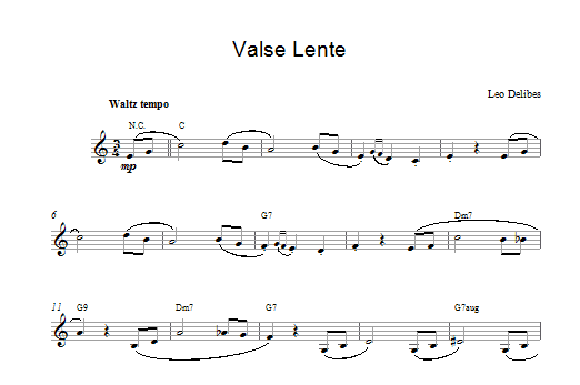 Leo Delibes Valse Lenten sheet music notes and chords. Download Printable PDF.