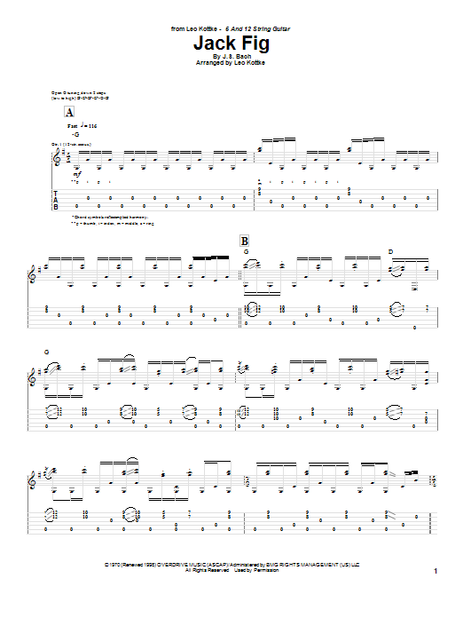 Leo Kottke Jack Fig Sheet Music Notes & Chords for Solo Guitar Tab - Download or Print PDF