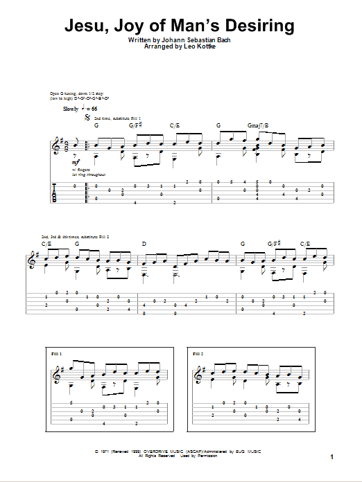 Leo Kottke Jesu, Joy Of Man's Desiring Sheet Music Notes & Chords for Guitar Tab Play-Along - Download or Print PDF