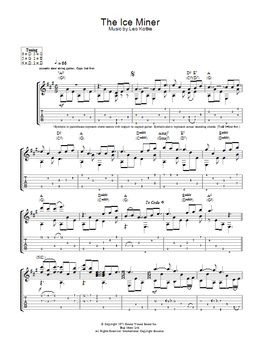 Leo Kottke The Ice Miner Sheet Music Notes & Chords for Guitar Tab - Download or Print PDF