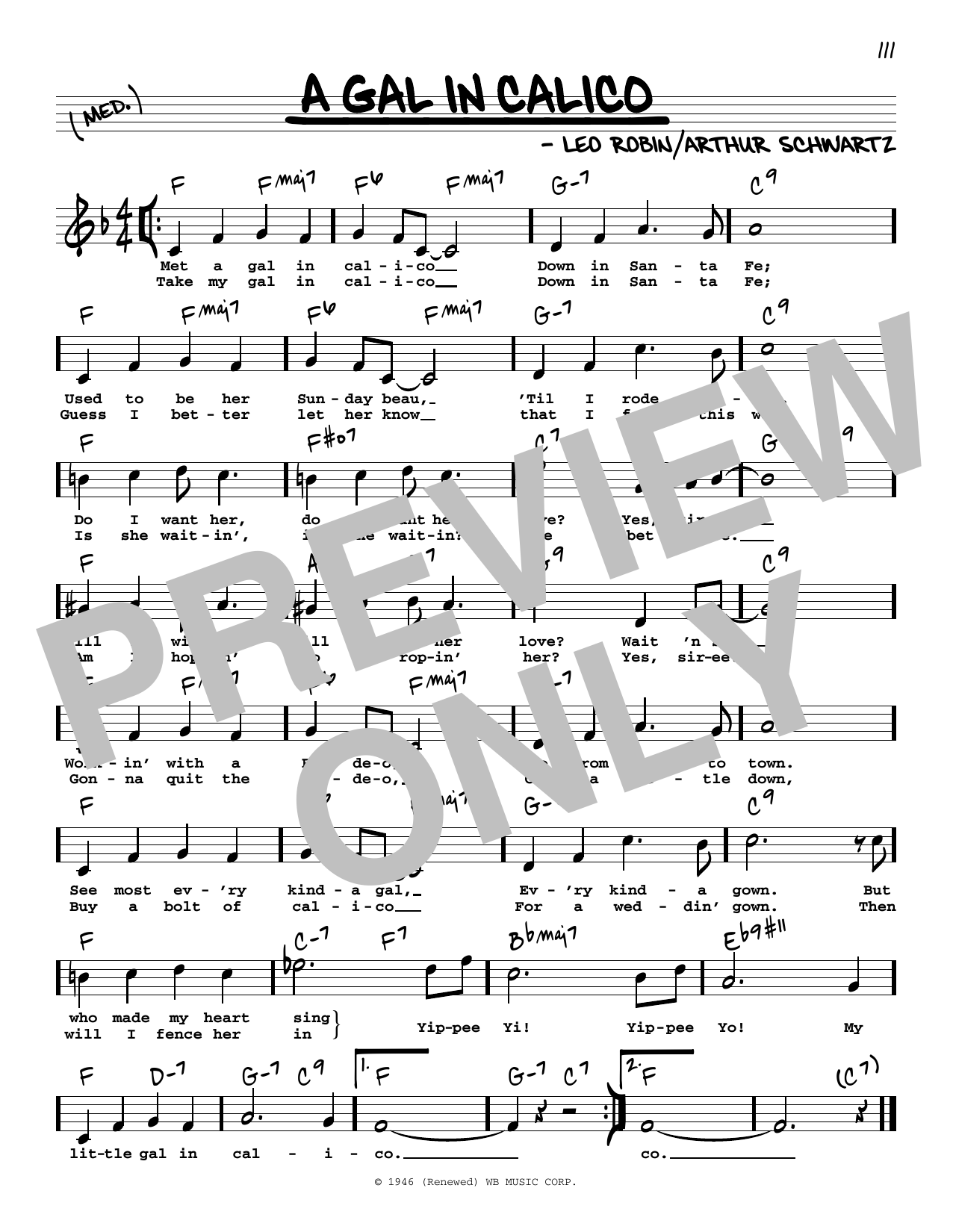 Leo Robin and Arthur Schwartz A Gal In Calico (High Voice) Sheet Music Notes & Chords for Real Book – Melody, Lyrics & Chords - Download or Print PDF