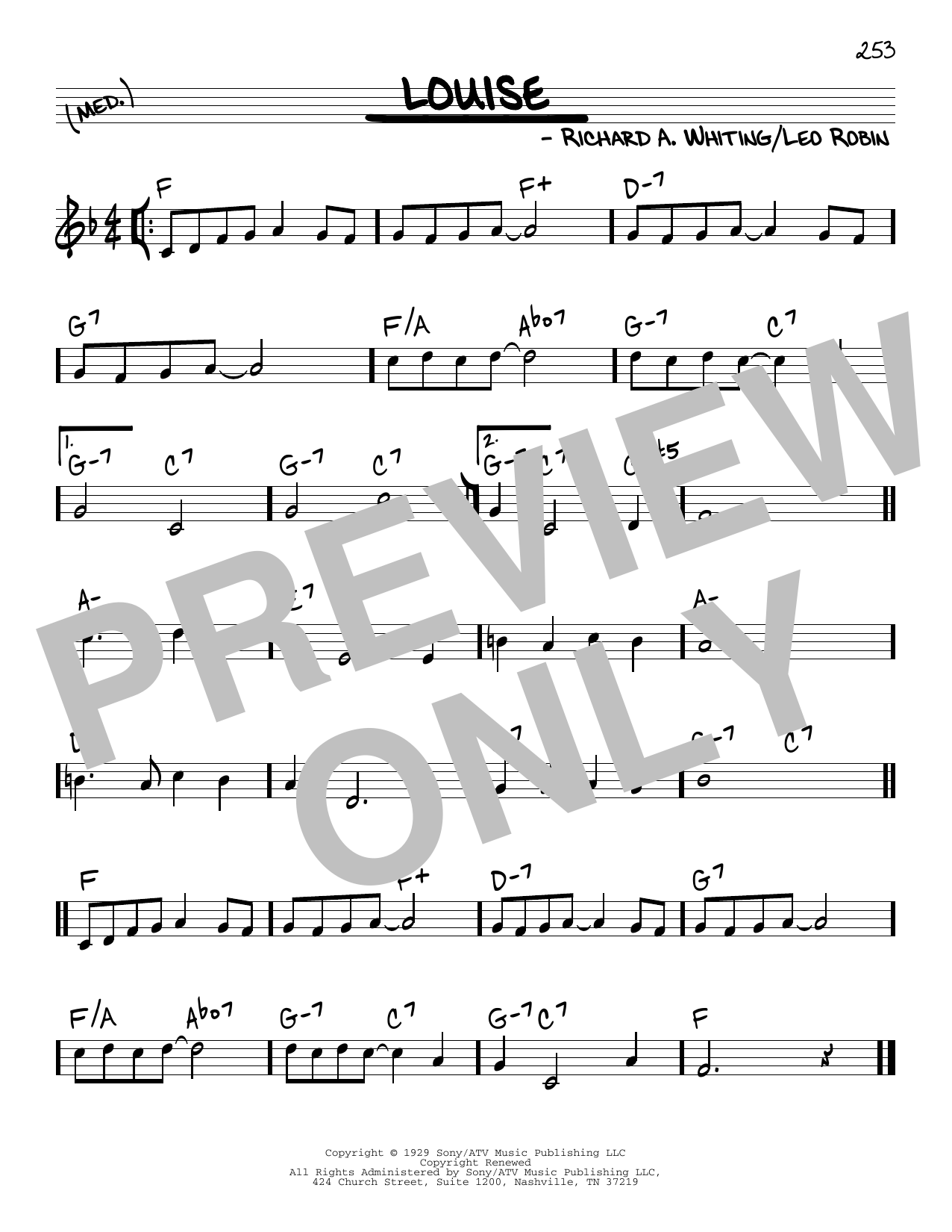 Leo Robin and Richard A. Whiting Louise Sheet Music Notes & Chords for Real Book – Melody & Chords - Download or Print PDF
