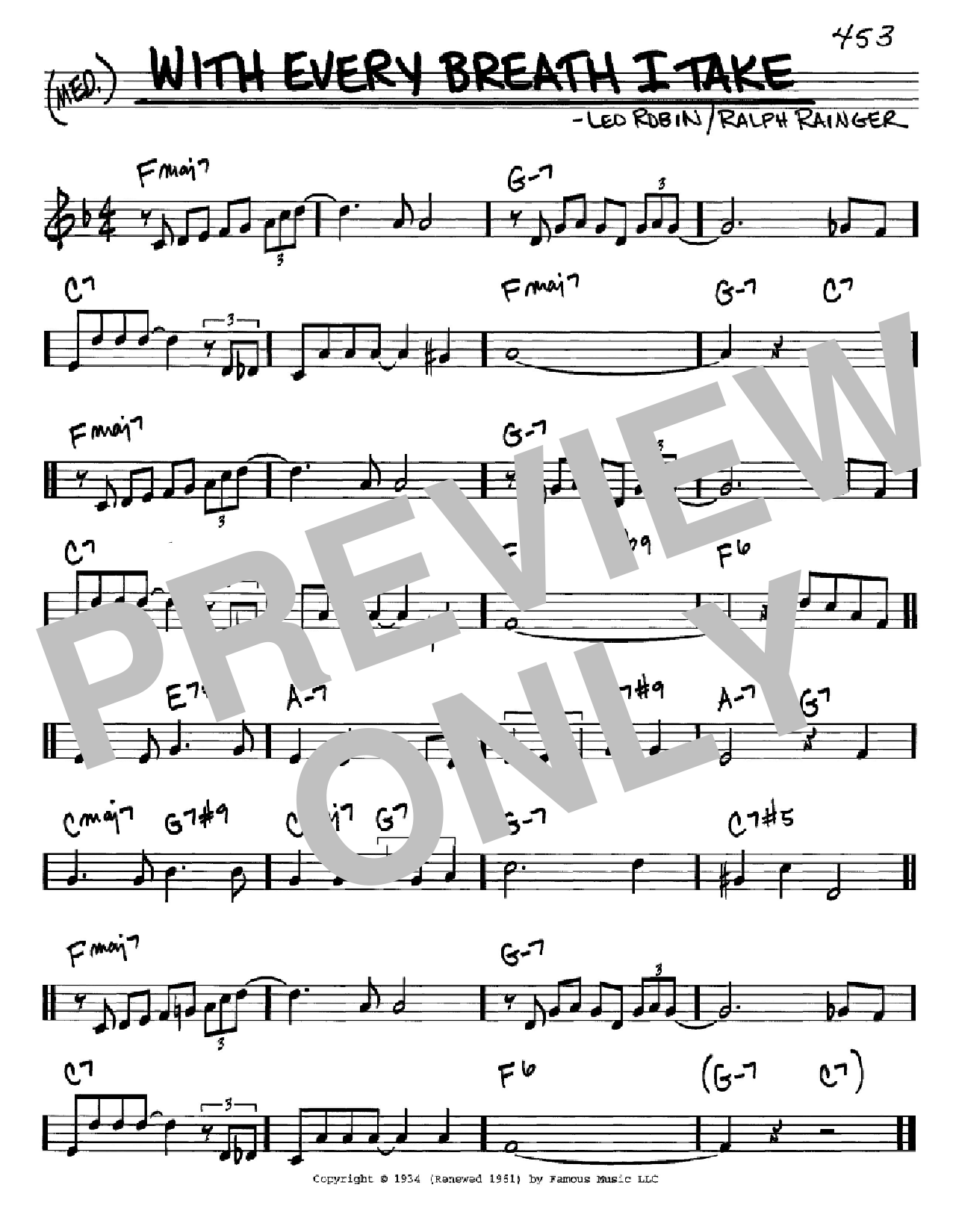 Leo Robin With Every Breath I Take Sheet Music Notes & Chords for Real Book - Melody & Chords - C Instruments - Download or Print PDF