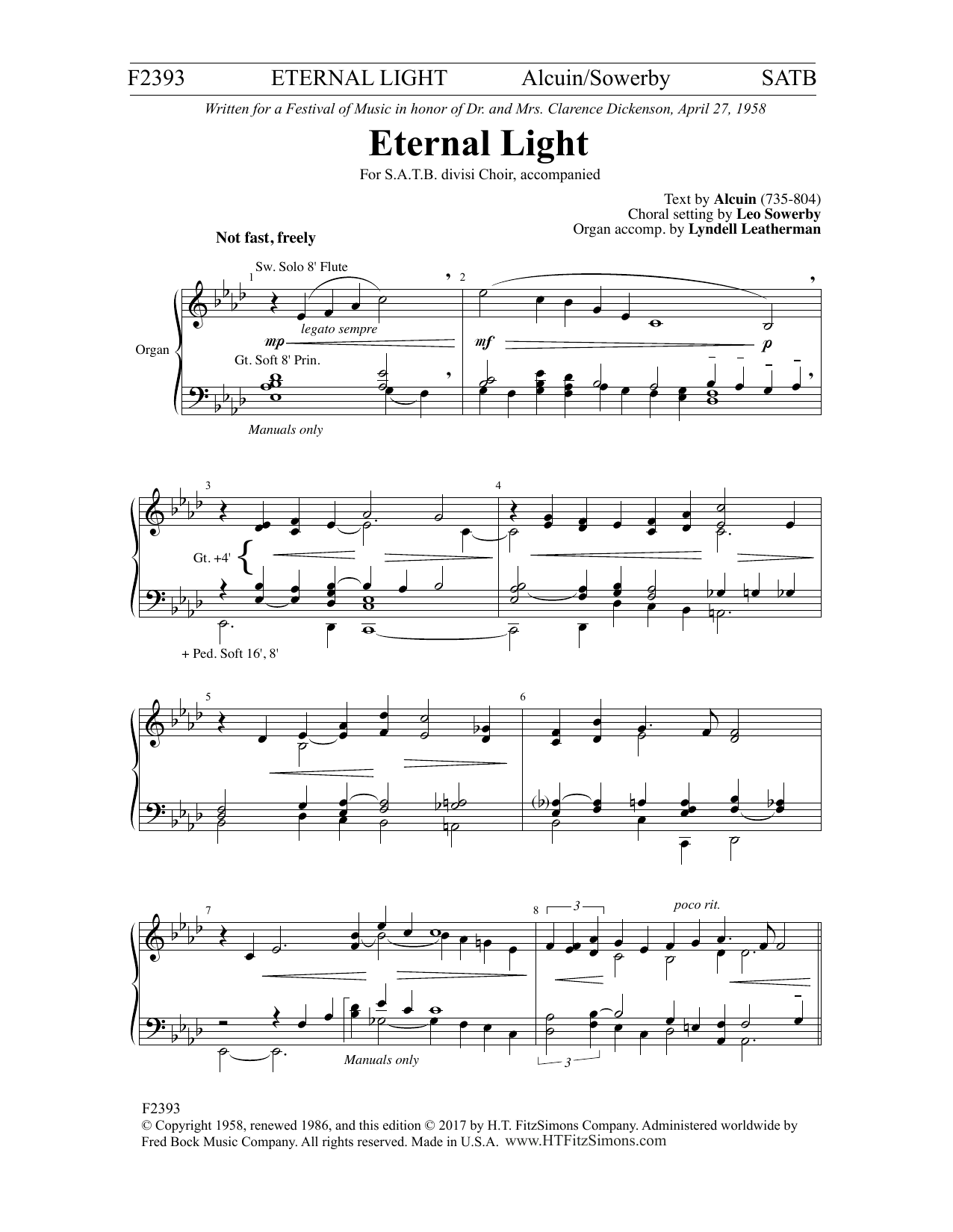 Leo Sowerby Eternal Light Sheet Music Notes & Chords for SATB Choir - Download or Print PDF
