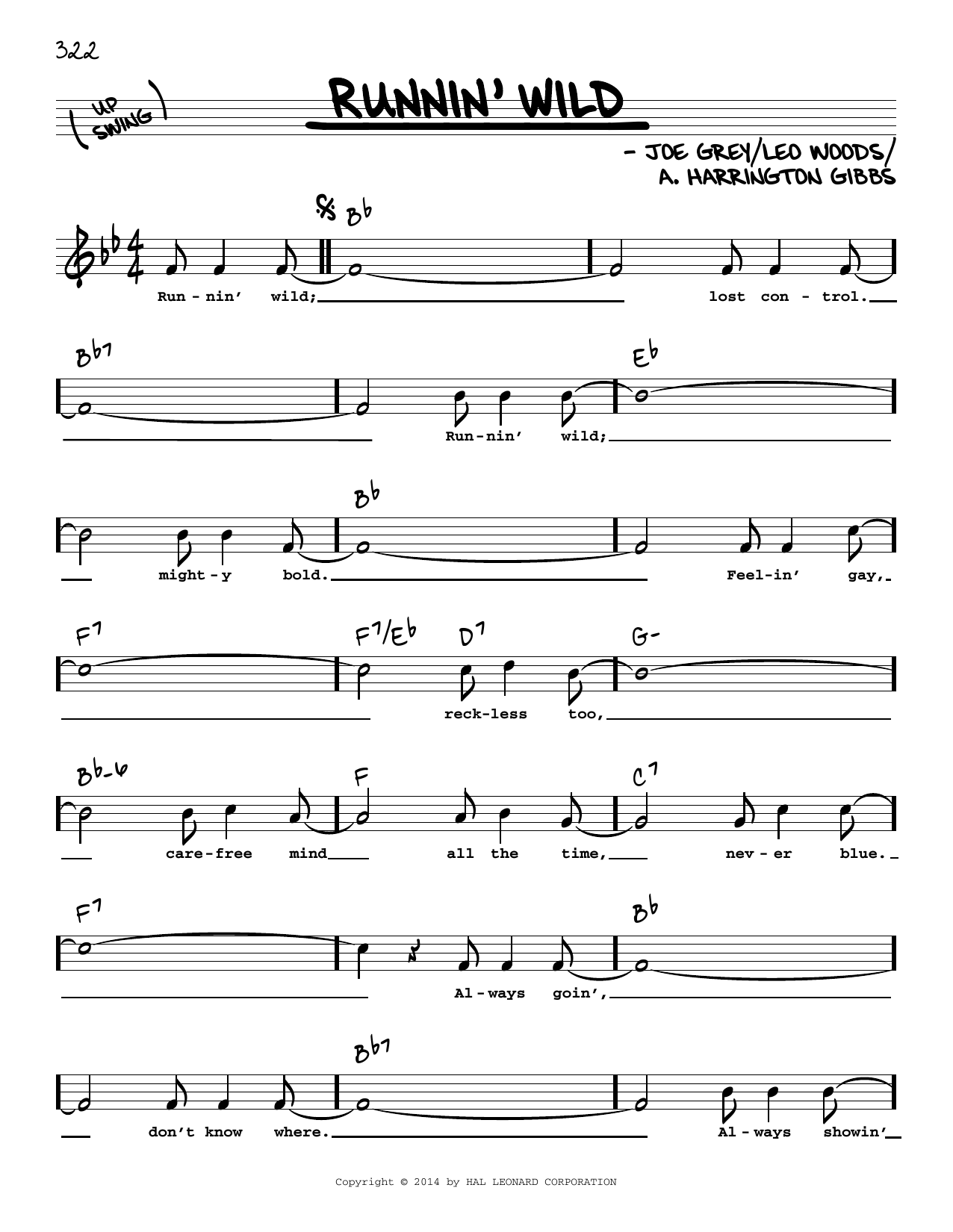 Leo Woods Runnin' Wild (High Voice) Sheet Music Notes & Chords for Real Book – Melody, Lyrics & Chords - Download or Print PDF