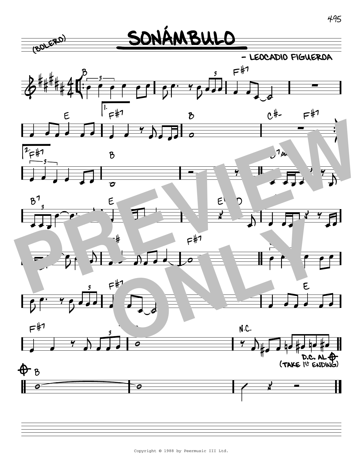Leocadio Figueroa Sonambulo Sheet Music Notes & Chords for Real Book – Melody & Chords - Download or Print PDF
