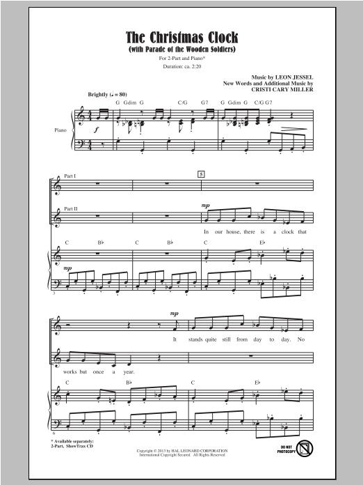 Leon Jessel The Christmas Clock (with Parade Of The Wooden Soldiers) (arr. Cristi Cary Miller) Sheet Music Notes & Chords for 2-Part Choir - Download or Print PDF