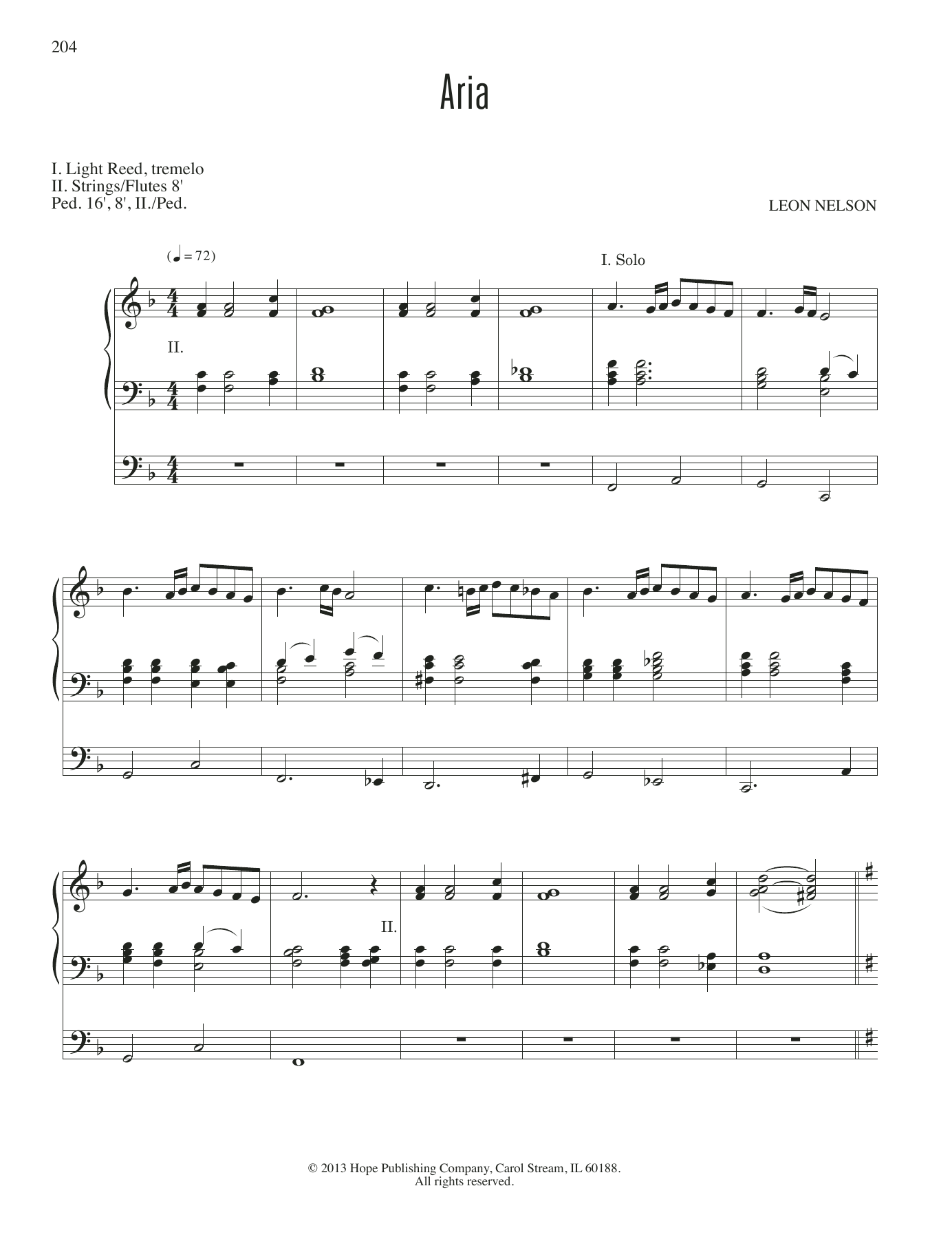 Leon Nelson Aria Sheet Music Notes & Chords for Organ - Download or Print PDF