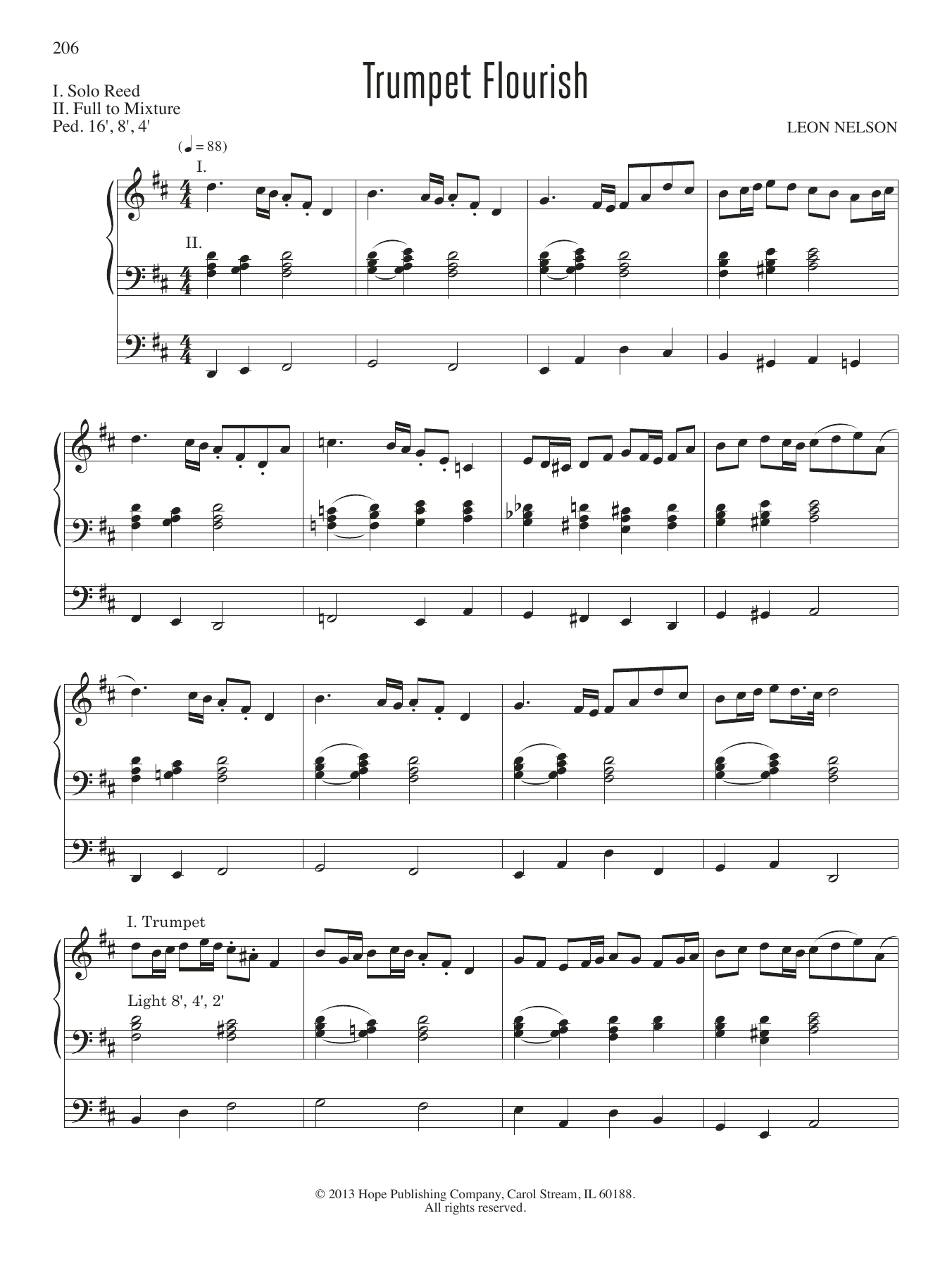 Leon Nelson Trumpet Flourish Sheet Music Notes & Chords for Organ - Download or Print PDF