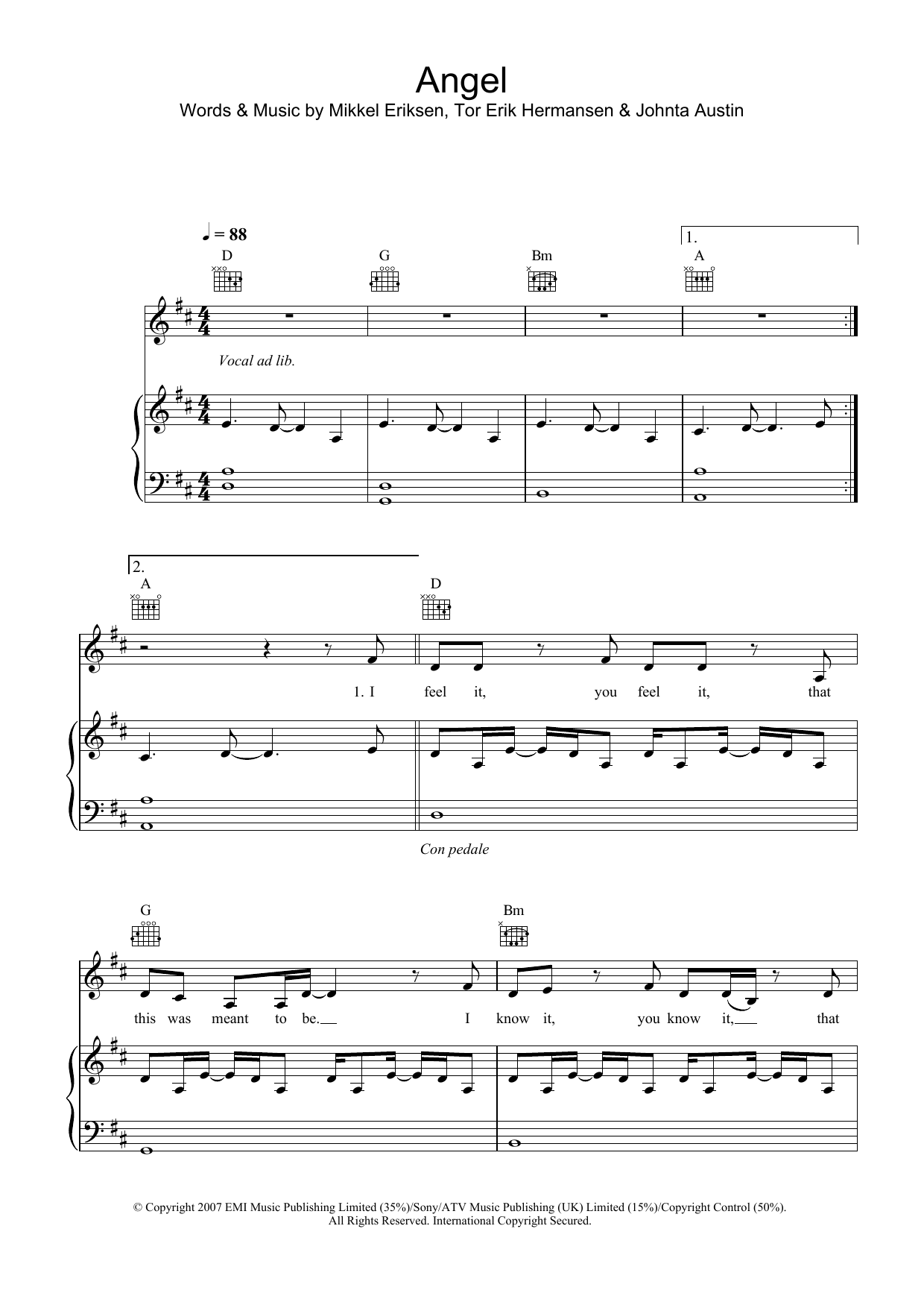 Leona Lewis Angel Sheet Music Notes & Chords for Piano, Vocal & Guitar - Download or Print PDF