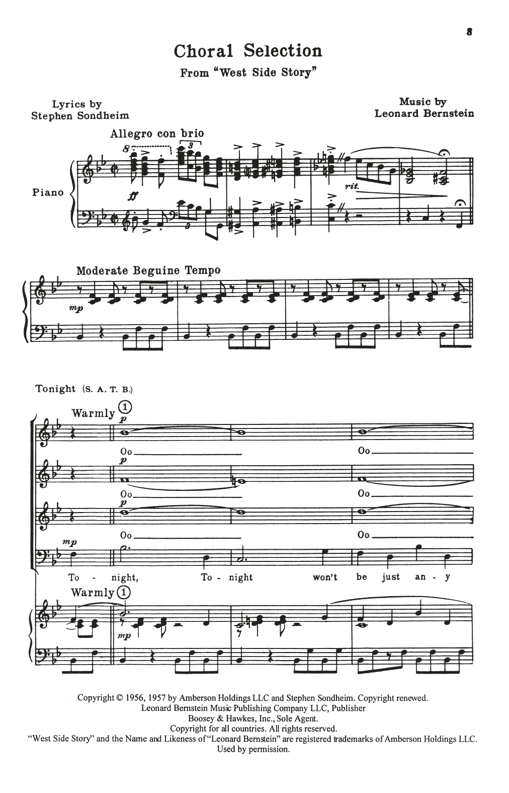 Leonard Bernstein & Stephen Sondheim Choral Medley from West Side Story (arr. William Stickles) Sheet Music Notes & Chords for SATB Choir - Download or Print PDF