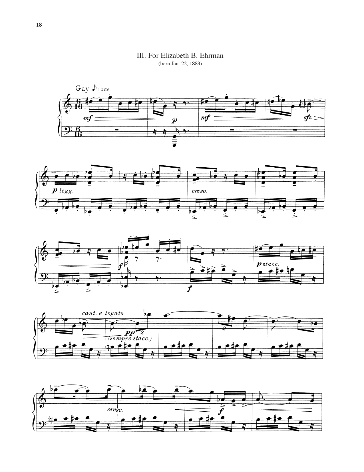 Leonard Bernstein For Elizabeth B. Ehrman Sheet Music Notes & Chords for Piano Solo - Download or Print PDF