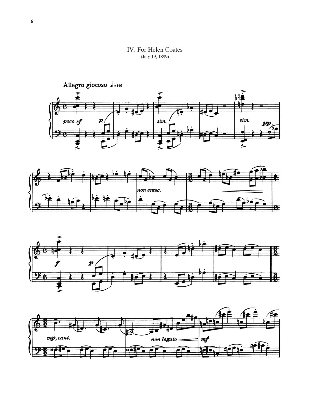 Leonard Bernstein For Helen Coates Sheet Music Notes & Chords for Piano Solo - Download or Print PDF