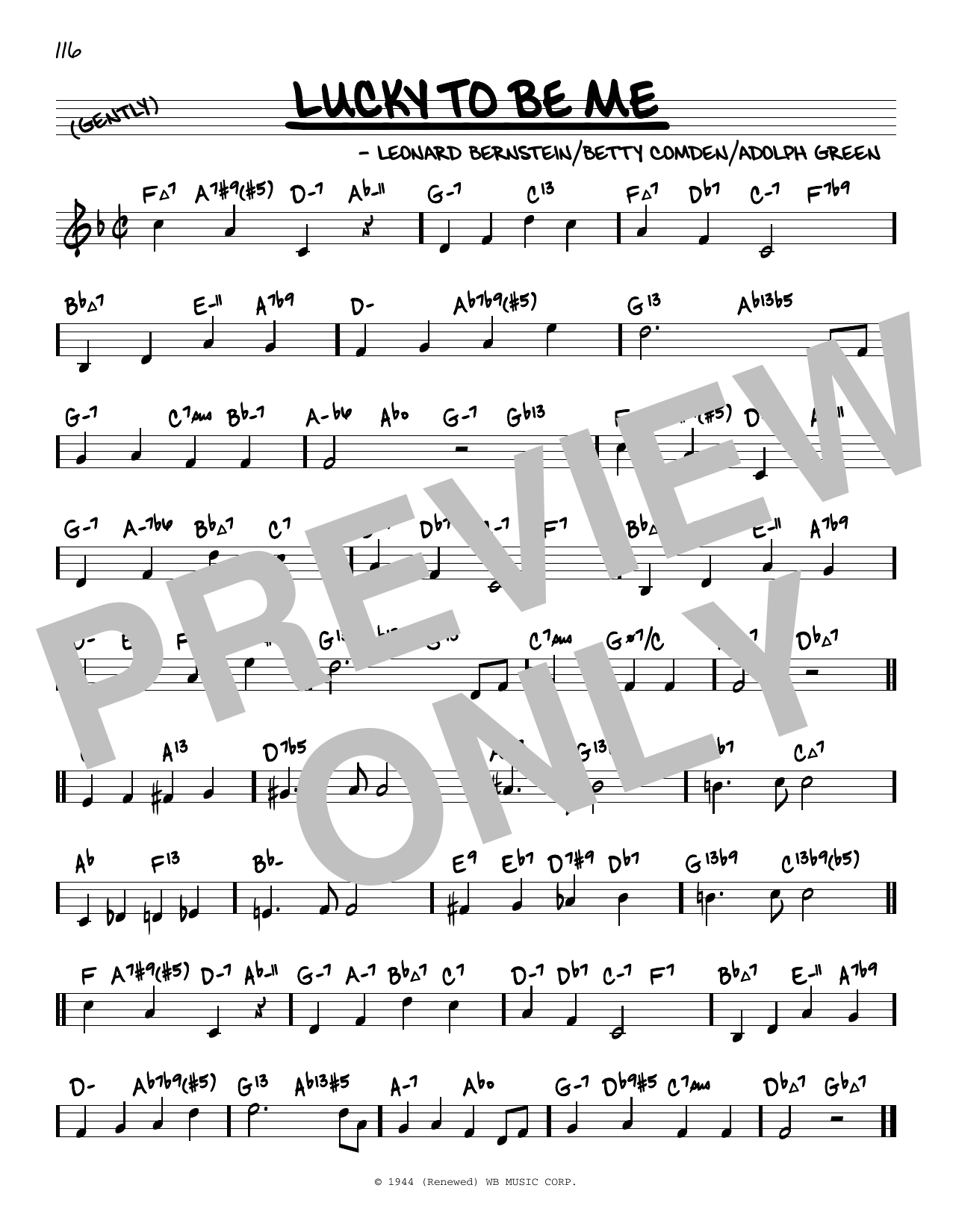 Leonard Bernstein Lucky To Be Me (from On The Town) (arr. David Hazeltine) Sheet Music Notes & Chords for Real Book – Enhanced Chords - Download or Print PDF