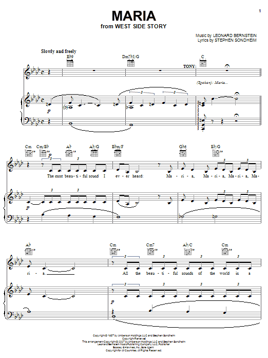 Leonard Bernstein Maria Sheet Music Notes & Chords for Keyboard - Download or Print PDF