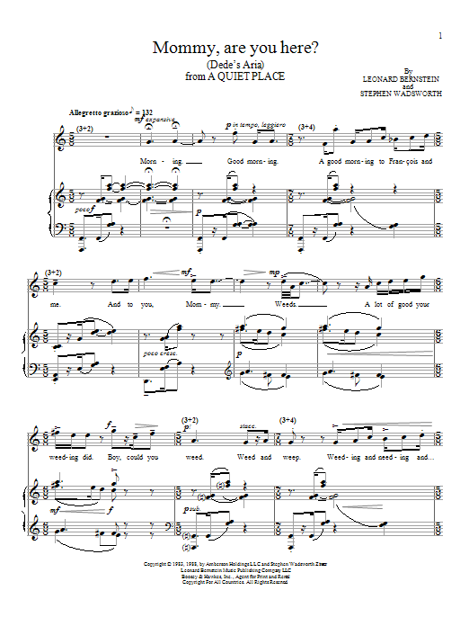 Leonard Bernstein Mommy, Are You Here (Dede's Aria) Sheet Music Notes & Chords for Piano & Vocal - Download or Print PDF