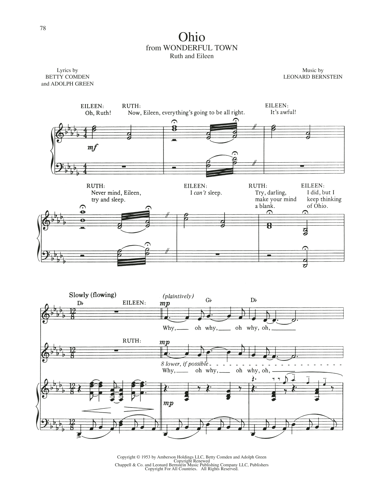 Leonard Bernstein Ohio (from Wonderful Town) Sheet Music Notes & Chords for Lead Sheet / Fake Book - Download or Print PDF