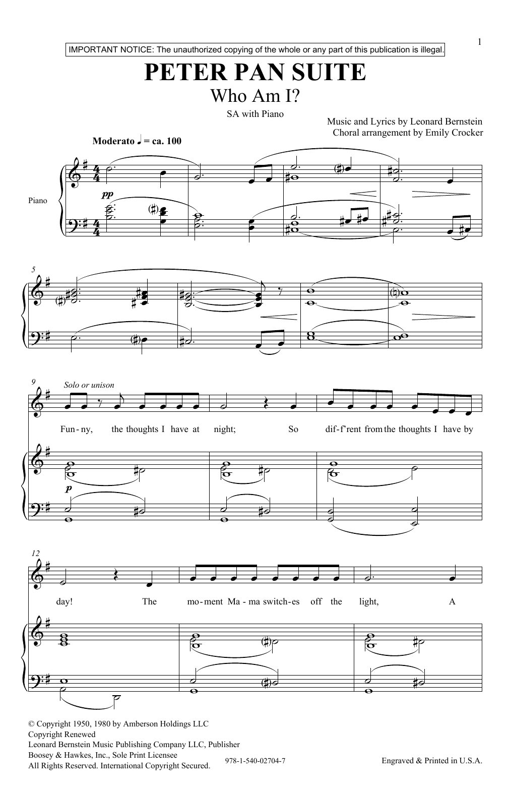 Leonard Bernstein Peter Pan Suite (Collection) (arr. Emily Crocker) Sheet Music Notes & Chords for Choir - Download or Print PDF