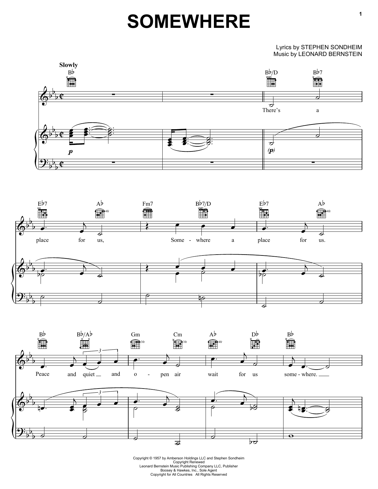 Leonard Bernstein Somewhere (from West Side Story) Sheet Music Notes & Chords for Ukulele - Download or Print PDF