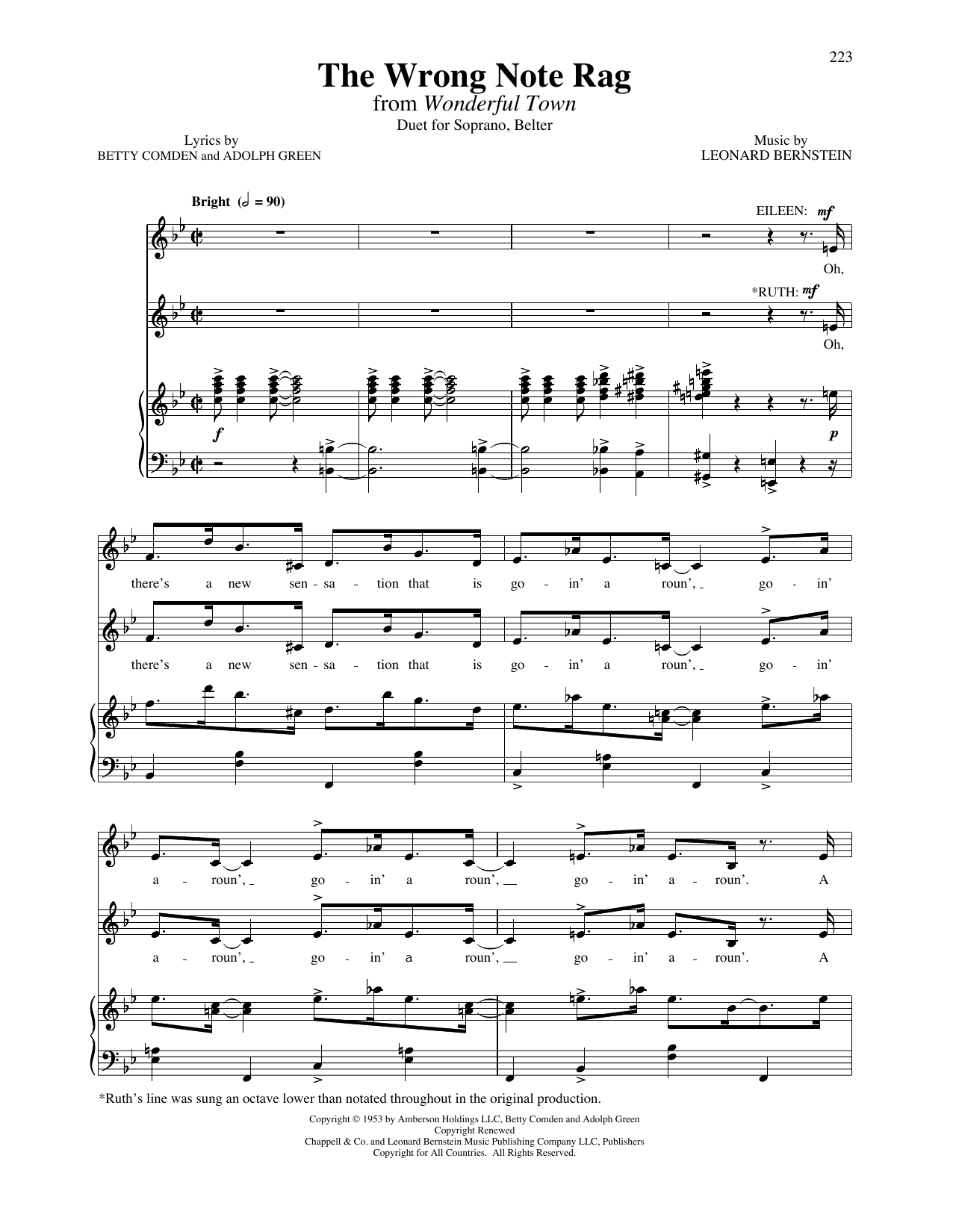 Leonard Bernstein The Wrong Note Rag (from Wonderful Town) (Vocal Duet) Sheet Music Notes & Chords for Piano & Vocal - Download or Print PDF