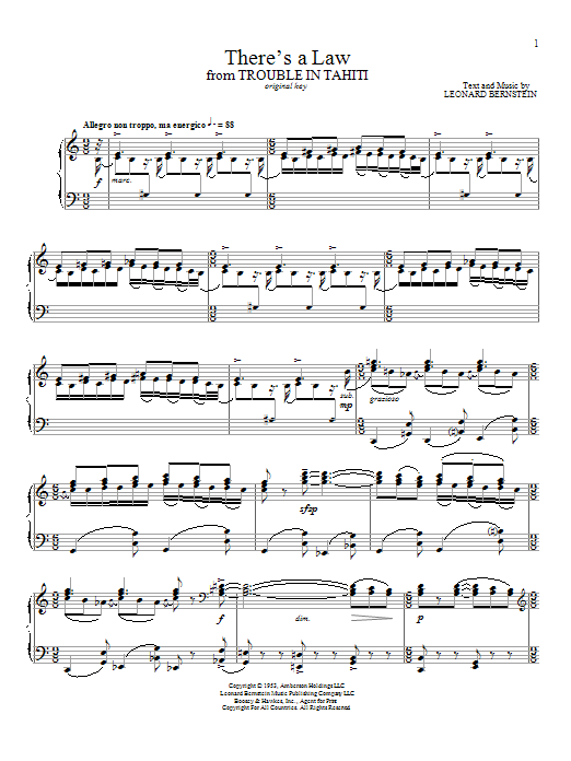 Leonard Bernstein There's A Law Sheet Music Notes & Chords for Piano & Vocal - Download or Print PDF Leonard Bernstein There's A Law Sheet Music Notes & Chords for Piano & Vocal - Download or Print PDF