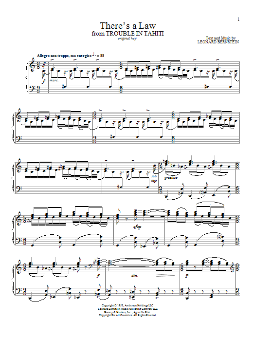Leonard Bernstein There's A Law Sheet Music Notes & Chords for Piano & Vocal - Download or Print PDF