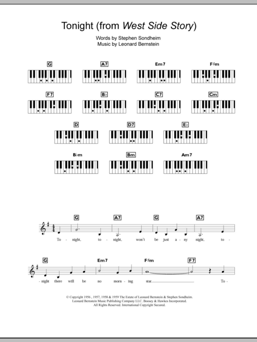 Leonard Bernstein Tonight Sheet Music Notes & Chords for Keyboard - Download or Print PDF