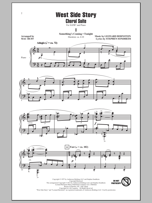 Leonard Bernstein West Side Story (Choral Suite) (arr. Mac Huff) Sheet Music Notes & Chords for 2-Part Choir - Download or Print PDF