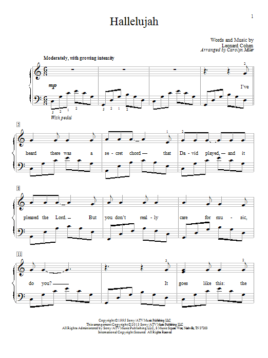 Carolyn Miller Hallelujah Sheet Music Notes & Chords for Educational Piano - Download or Print PDF