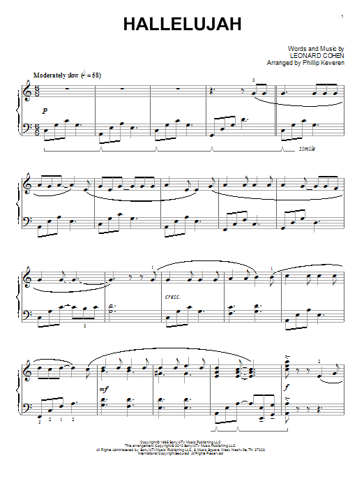 Leonard Cohen Hallelujah (arr. Phillip Keveren) Sheet Music Notes & Chords for Piano - Download or Print PDF