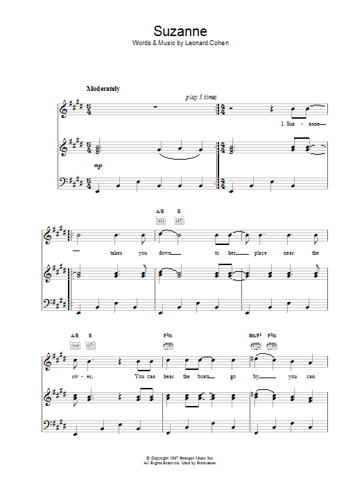 Leonard Cohen Suzanne Sheet Music Notes & Chords for Ukulele - Download or Print PDF