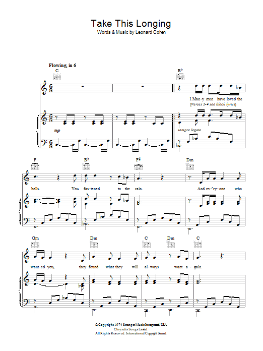 Leonard Cohen Take This Longing Sheet Music Notes & Chords for Guitar Chords/Lyrics - Download or Print PDF