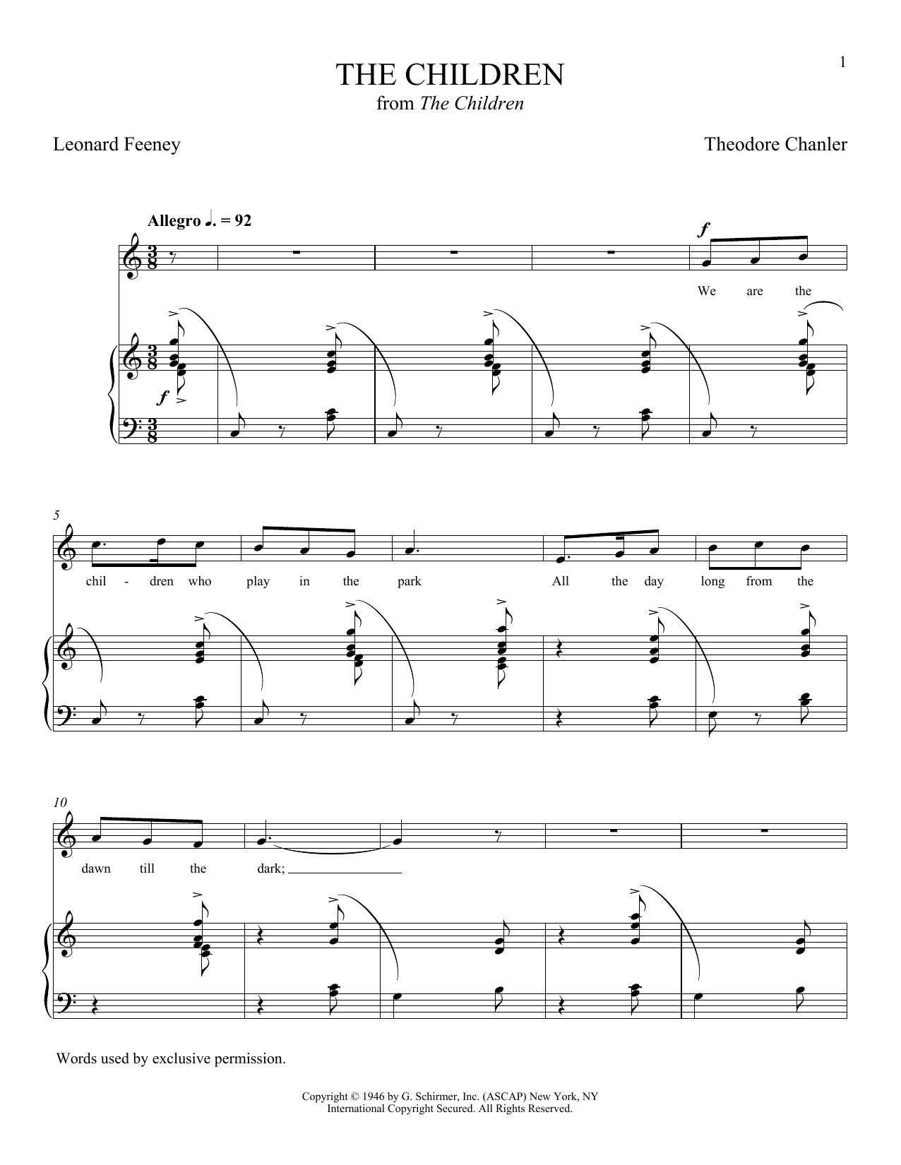 Leonard Feeney and Theodore Chanler The Children Sheet Music Notes & Chords for Piano & Vocal - Download or Print PDF