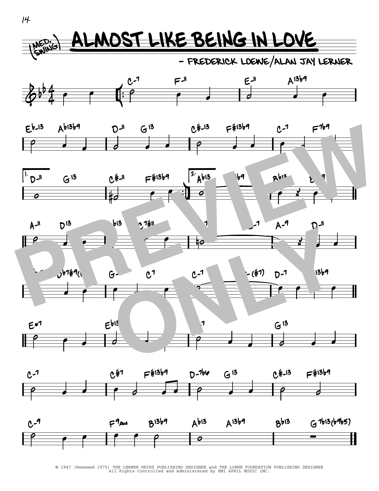 Lerner & Loewe Almost Like Being In Love (arr. David Hazeltine) Sheet Music Notes & Chords for Real Book – Enhanced Chords - Download or Print PDF