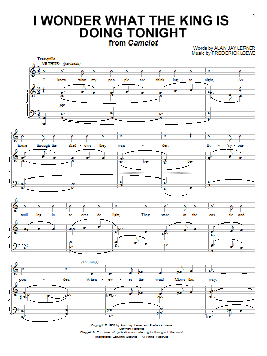 Lerner & Loewe I Wonder What The King Is Doing Tonight Sheet Music Notes & Chords for Piano & Vocal - Download or Print PDF