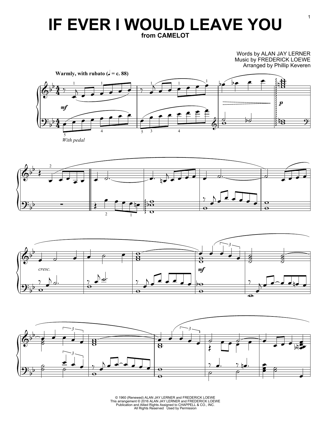 Phillip Keveren If Ever I Would Leave You Sheet Music Notes & Chords for Piano - Download or Print PDF