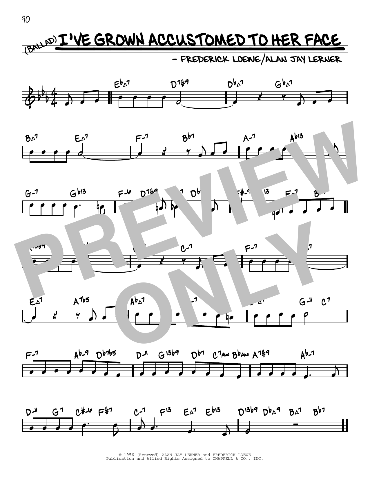 Lerner & Loewe I've Grown Accustomed To Her Face (arr. David Hazeltine) Sheet Music Notes & Chords for Real Book – Enhanced Chords - Download or Print PDF