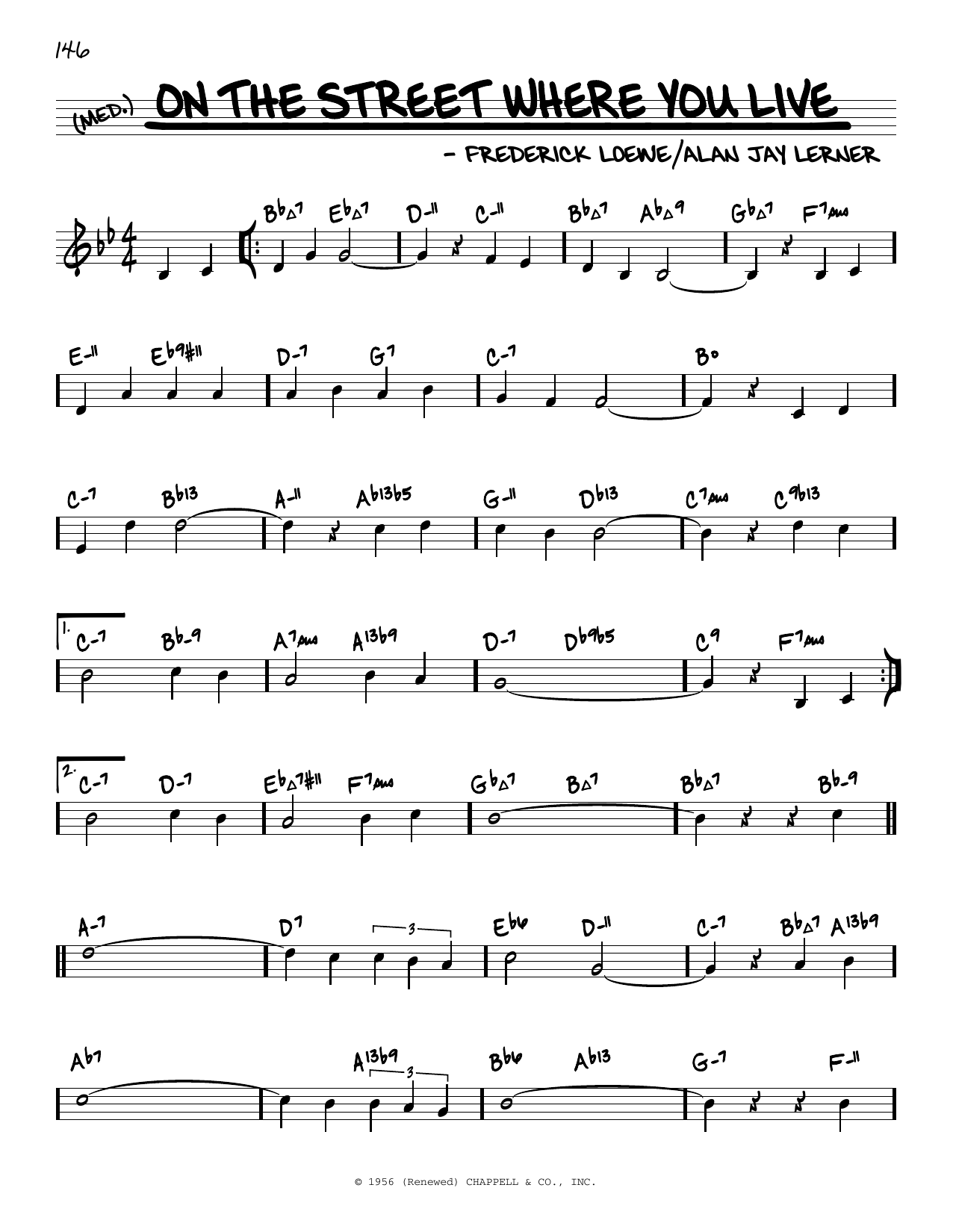 Lerner & Loewe On The Street Where You Live (arr. David Hazeltine) Sheet Music Notes & Chords for Real Book – Enhanced Chords - Download or Print PDF