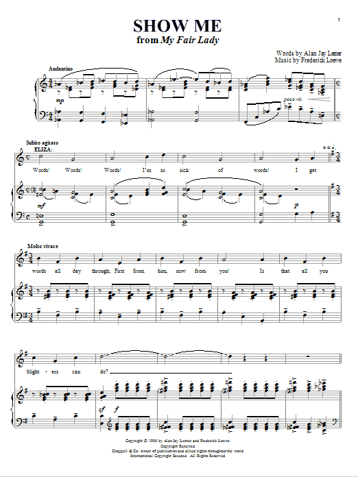 Lerner & Loewe Show Me Sheet Music Notes & Chords for Piano, Vocal & Guitar (Right-Hand Melody) - Download or Print PDF