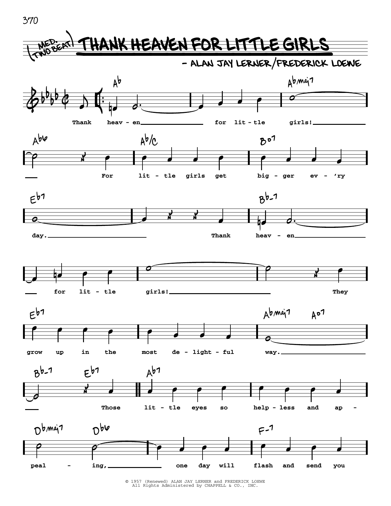 Lerner & Loewe Thank Heaven For Little Girls (High Voice) Sheet Music Notes & Chords for Real Book – Melody, Lyrics & Chords - Download or Print PDF