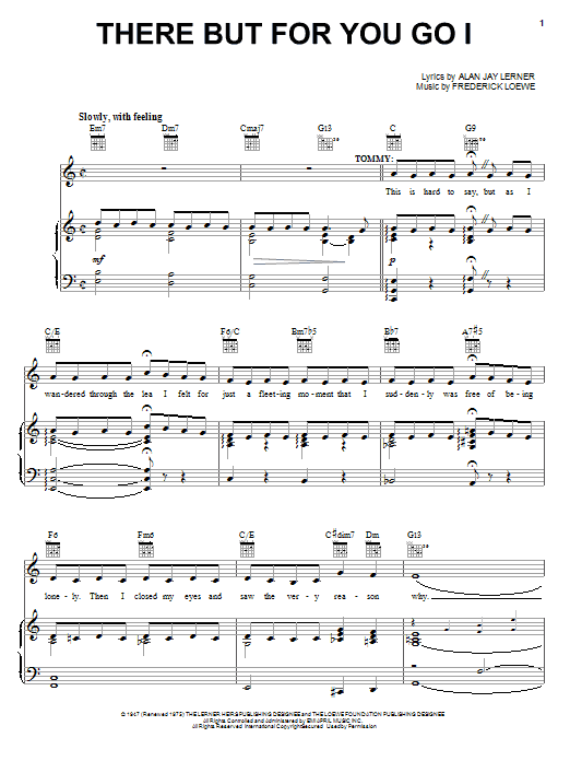 Lerner & Loewe There But For You Go I Sheet Music Notes & Chords for Piano, Vocal & Guitar (Right-Hand Melody) - Download or Print PDF