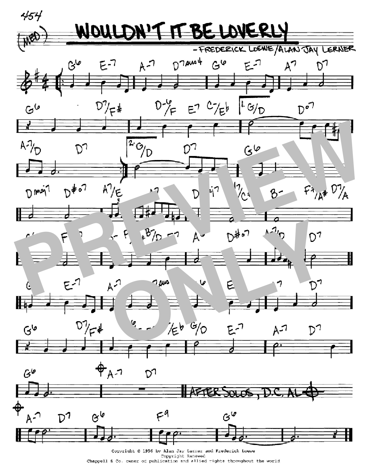 Lerner & Loewe Wouldn't It Be Loverly Sheet Music Notes & Chords for Piano, Vocal & Guitar (Right-Hand Melody) - Download or Print PDF