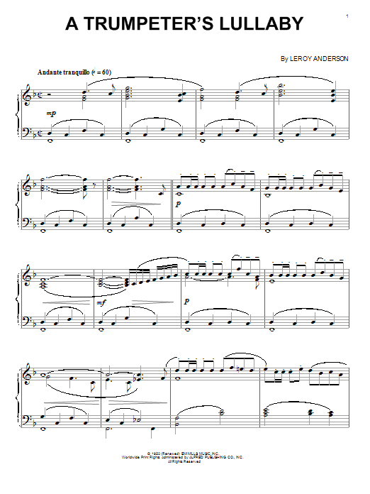 Leroy Anderson A Trumpeter's Lullaby Sheet Music Notes & Chords for Piano - Download or Print PDF