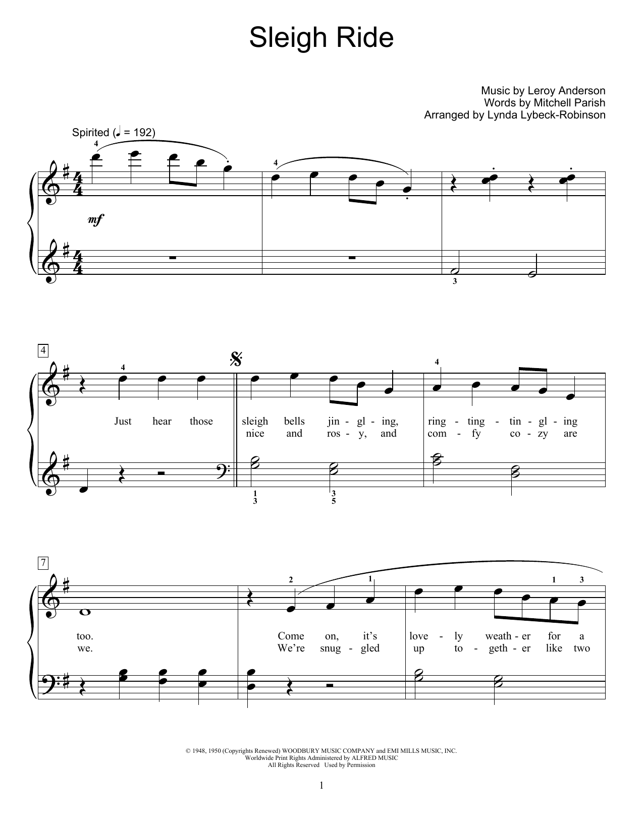 Leroy Anderson Sleigh Ride (arr. Lynda Lybeck-Robinson) Sheet Music Notes & Chords for Educational Piano - Download or Print PDF